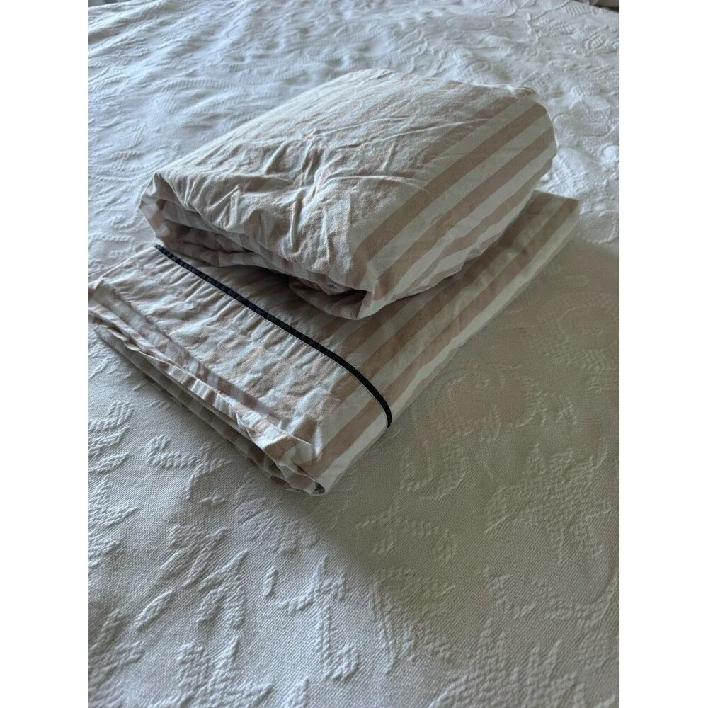 POTTERY BARN EMILY & MERITT PIRATE STRIPE XL Twin Sheet Set Pink